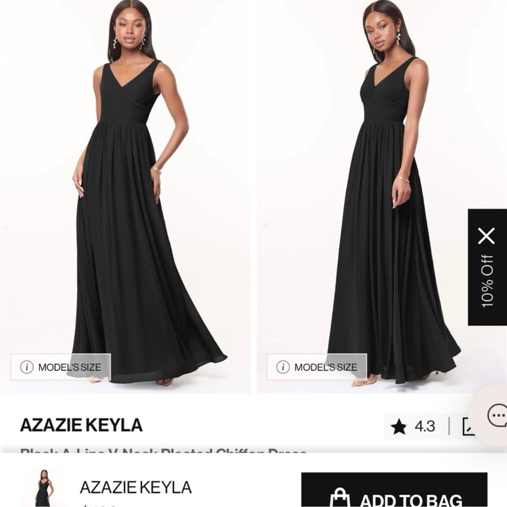 Azazie Black Sleeveless V-Neck Maxi Gown